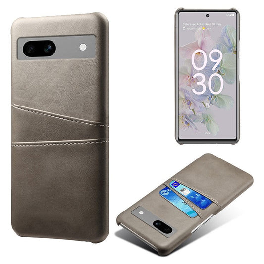 For Google Pixel 7a Mobile Phone Cover Card Holder Plastic + PU Leather Anti-fall Phone Case - Grey
