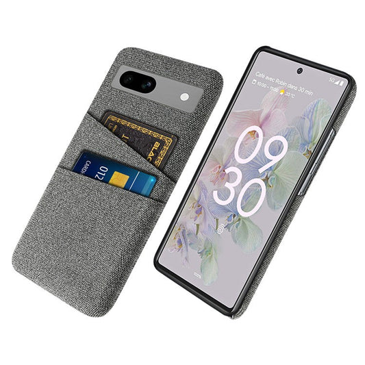 Cloth Texture Phone Back Cover For Google Pixel 7a, Anti-fall Slim Protective Phone Case Card Holder - Grey