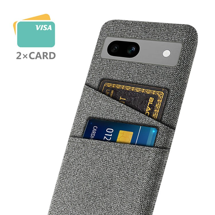 Cloth Texture Phone Back Cover For Google Pixel 7a, Anti-fall Slim Protective Phone Case Card Holder - Grey