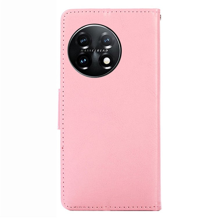 Anti-drop Flip Leather Phone Case For OnePlus 11 5G, Protective Cell Phone Cover with Stand Wallet - Pink