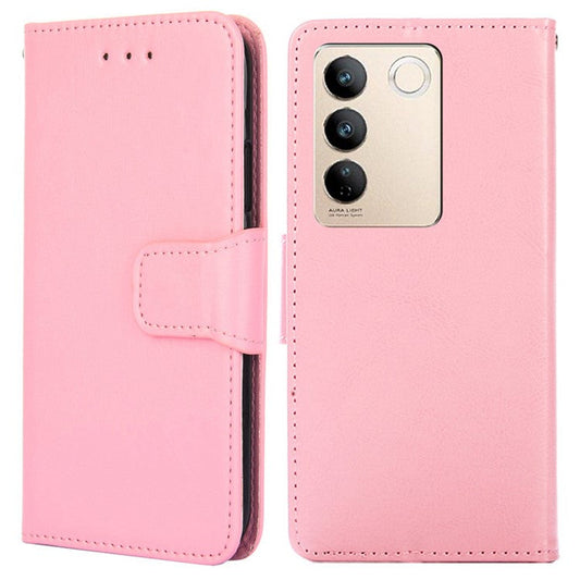 For vivo S16 / S16 Pro Textured PU Leather Wallet Protective Cover Drop-proof Phone Case - Pink