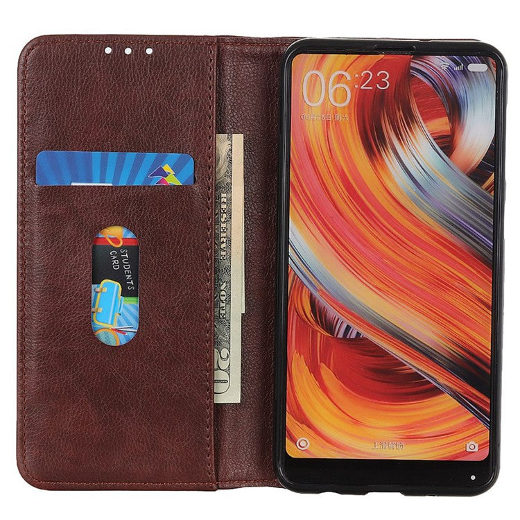 For OnePlus 11 5G Split Leather Stand Phone Case Litchi Texture Wallet Protection Cover - Brown