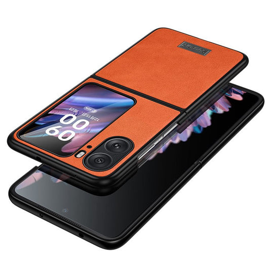 SULADA For Oppo Find N2 Flip 5G PU Leather Coated TPU + PC Anti-fall Phone Case Scratch-resistant Protective Cover - Orange