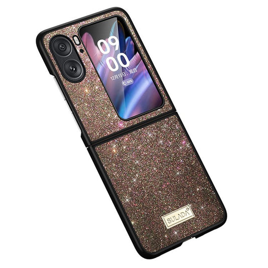 SULADA For Oppo Find N2 Flip 5G PU Leather Coated PC + TPU Anti-drop Phone Case Glitter Sequins Anti-scratch Cover - Multi-color