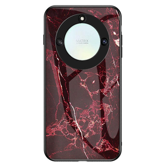 Tempered Glass+PC +TPU Phone Case for Honor X40 5G , Marble Pattern Printing Phone Cover - Blood Red Marble