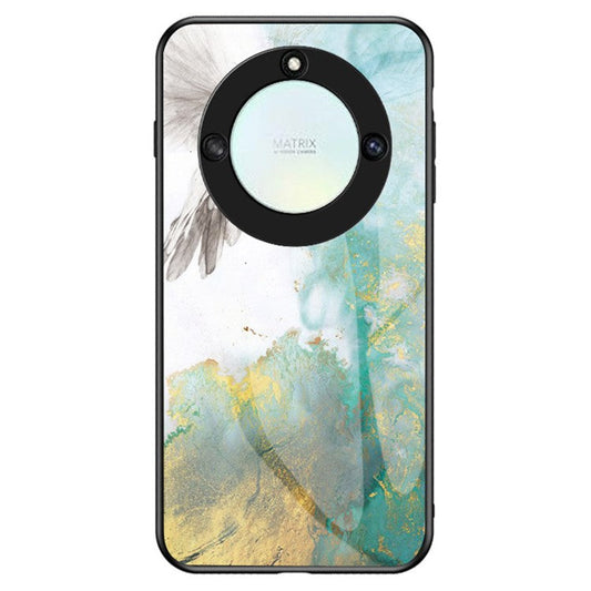 Tempered Glass+PC +TPU Phone Case for Honor X40 5G , Marble Pattern Printing Phone Cover - Flying Pigeon Marble