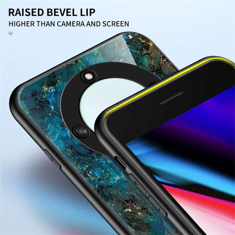 Tempered Glass+PC +TPU Phone Case for Honor X40 5G , Marble Pattern Printing Phone Cover - White Marble