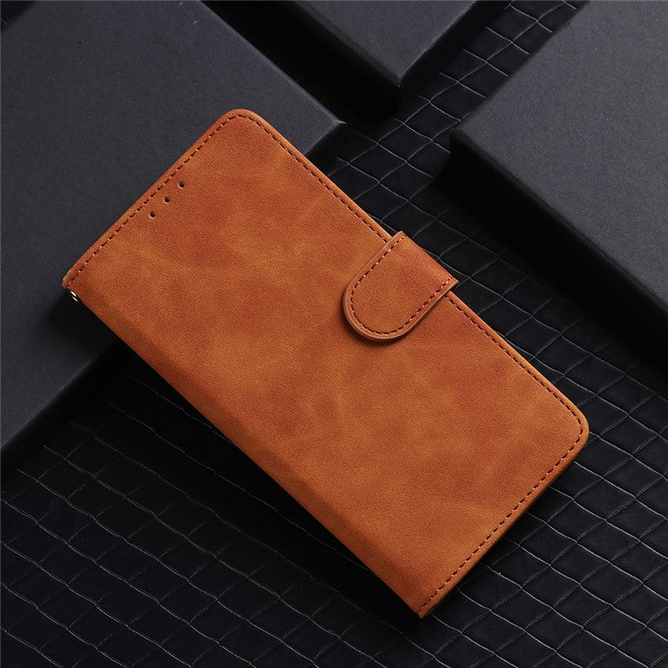 For OnePlus 11 5G Skin-touch Feeling Phone Leather Case Wallet Stand Cell Phone Cover - Brown