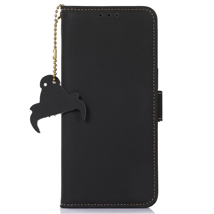 For OnePlus 11 5G Phone Case Genuine Leather Flip Cover RFID Blocking Wallet Case - Black