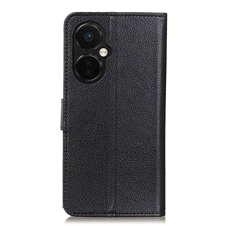 Flip Wallet Case for OnePlus Nord CE 3 Lite 5G / Nord N30 5G , Litchi Texture PU Leather Stand Phone Cover - Black