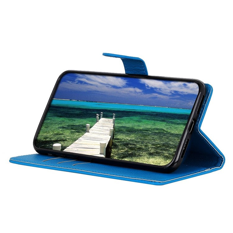 Flip Wallet Case for OnePlus Nord CE 3 Lite 5G / Nord N30 5G , Litchi Texture PU Leather Stand Phone Cover - Blue