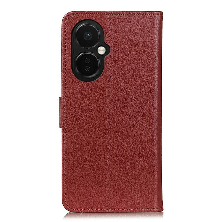 Flip Wallet Case for OnePlus Nord CE 3 Lite 5G / Nord N30 5G , Litchi Texture PU Leather Stand Phone Cover - Brown