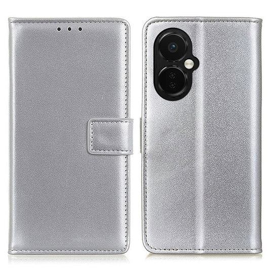 For OnePlus Nord CE 3 Lite 5G / Nord N30 5G PU Leather Phone Case Soft Touch Flip Folio Stand Wallet Phone Cover - Silver