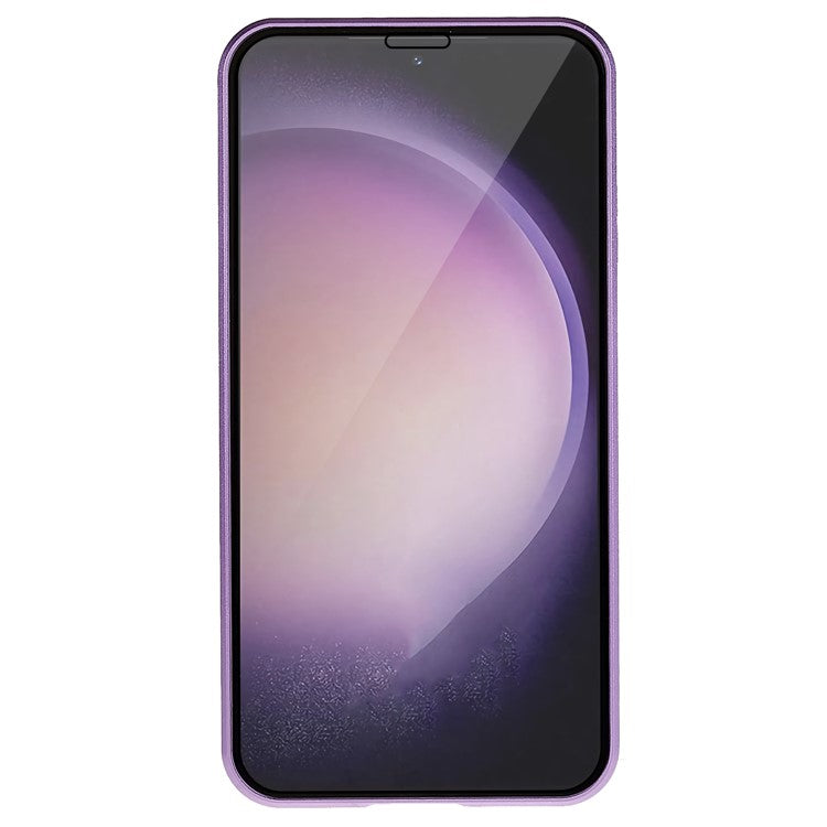 Magnetic Double-Sided Tempered Glass Phone Case for Samsung Galaxy S23+ , Metal Frame Full Body Clear Phone Cover - Purple
