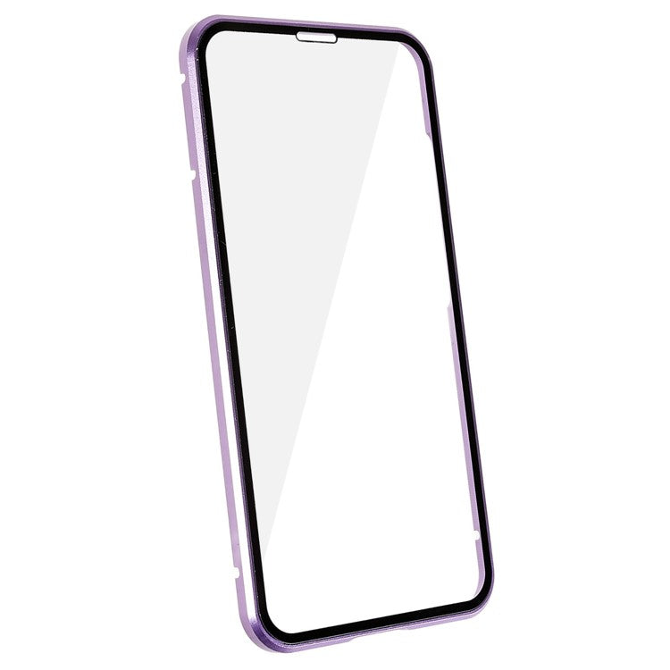 Magnetic Double-Sided Tempered Glass Phone Case for Samsung Galaxy S23+ , Metal Frame Full Body Clear Phone Cover - Purple
