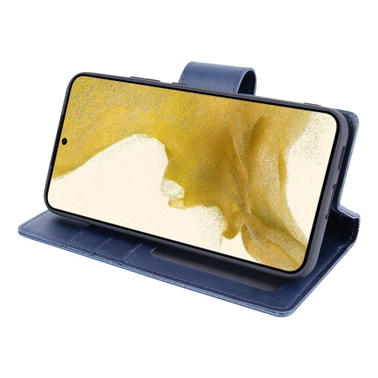 HANMAN Miro2 Series Detachable Wallet Case for Samsung Galaxy S23 PU Leather Removable Inner Magnetic TPU Shell Stand Phone Cover - Blue
