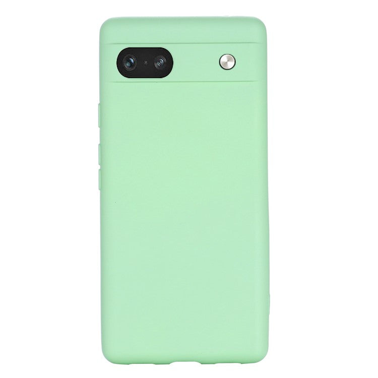 For Google Pixel 7a Liquid Silicone Case Cell Phone Cover Bump Proof Protector with Strap - Green