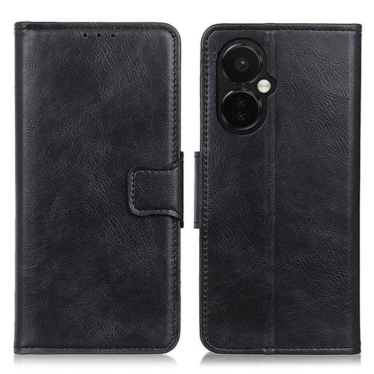 For OnePlus Nord CE 3 Lite 5G / Nord N30 5G PU Leather Phone Case Stand Crazy Horse Texture Wallet Phone Cover - Black