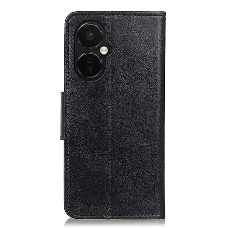 For OnePlus Nord CE 3 Lite 5G / Nord N30 5G PU Leather Phone Case Stand Crazy Horse Texture Wallet Phone Cover - Black