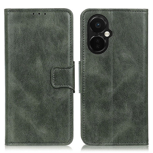 For OnePlus Nord CE 3 Lite 5G / Nord N30 5G PU Leather Phone Case Stand Crazy Horse Texture Wallet Phone Cover - Blackish Green