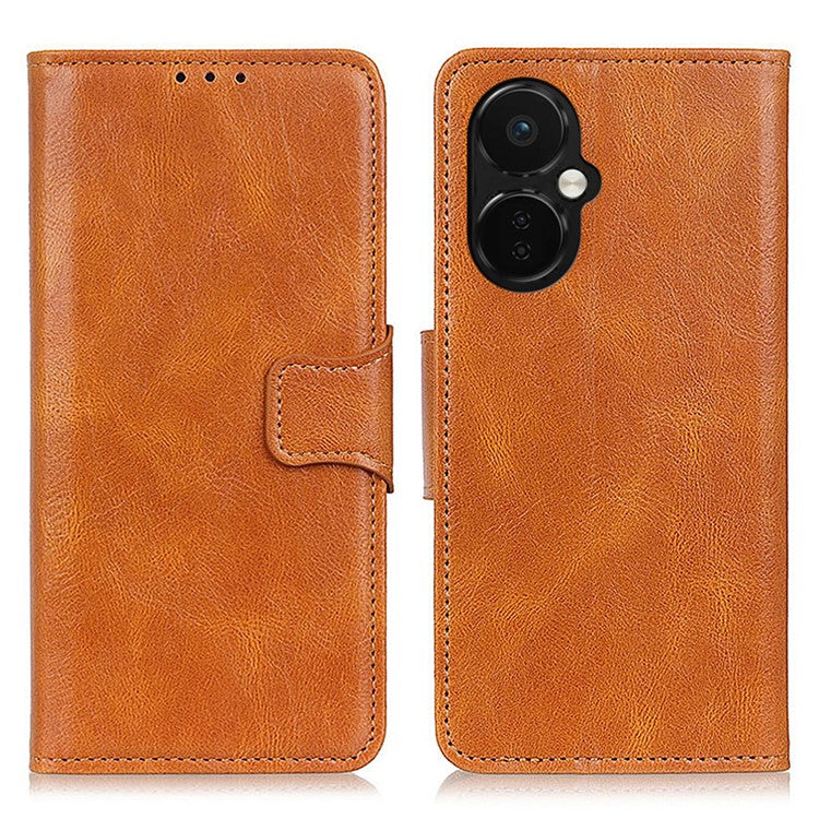 For OnePlus Nord CE 3 Lite 5G / Nord N30 5G PU Leather Phone Case Stand Crazy Horse Texture Wallet Phone Cover - Brown
