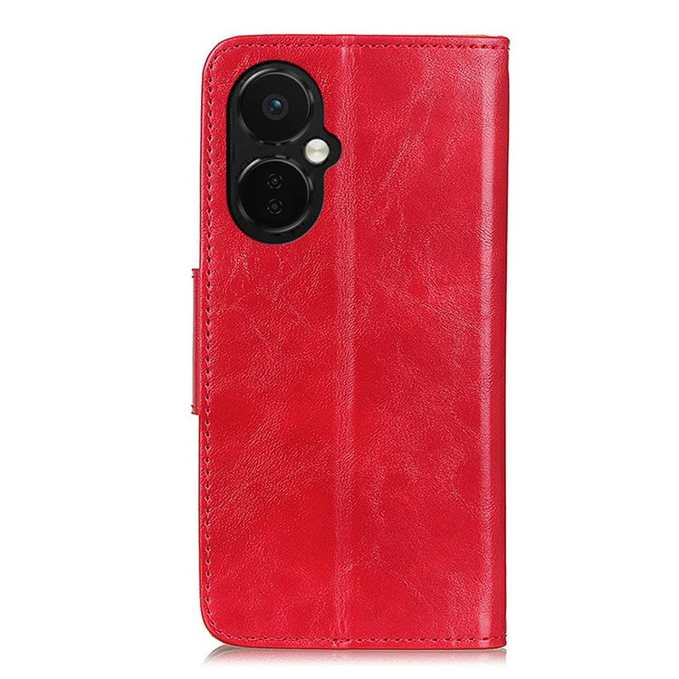 Mobile Phone Case for OnePlus Nord CE 3 Lite 5G / Nord N30 5G Crazy Horse Texture Wallet Stand Split Leather Phone Cover - Red