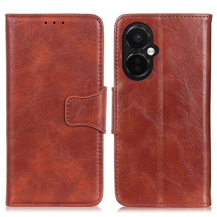 Mobile Phone Case for OnePlus Nord CE 3 Lite 5G / Nord N30 5G Crazy Horse Texture Wallet Stand Split Leather Phone Cover - Brown