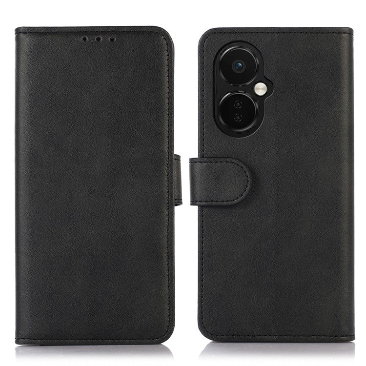 For OnePlus Nord CE 3 Lite 5G / Nord N30 5G Cowhide Texture Phone Stand Case Anti-drop PU Leather Wallet Phone Cover - Black