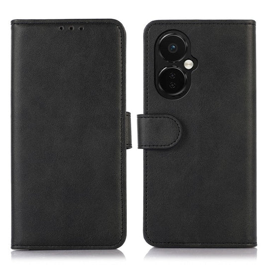 For OnePlus Nord CE 3 Lite 5G / Nord N30 5G Cowhide Texture Phone Stand Case Anti-drop PU Leather Wallet Phone Cover - Black