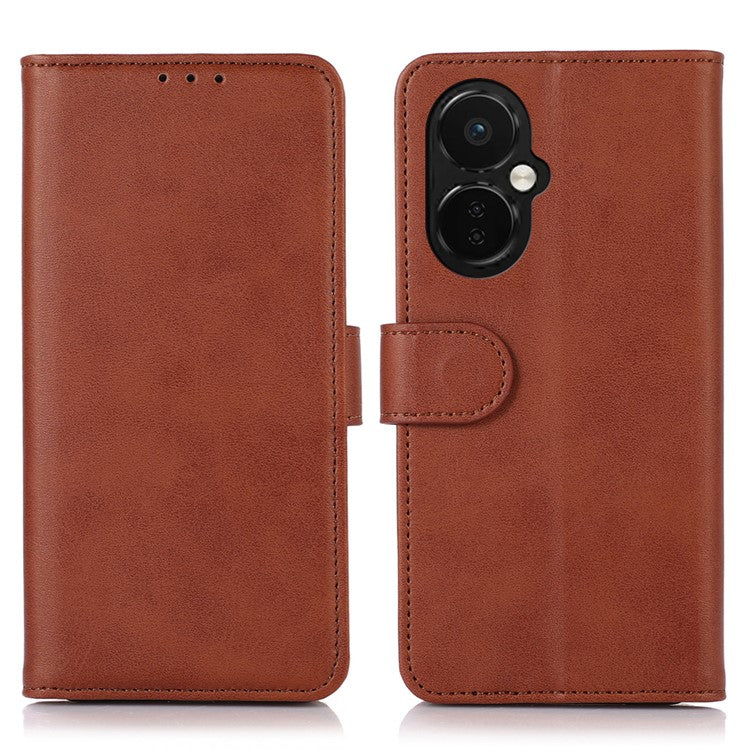 For OnePlus Nord CE 3 Lite 5G / Nord N30 5G Cowhide Texture Phone Stand Case Anti-drop PU Leather Wallet Phone Cover - Brown