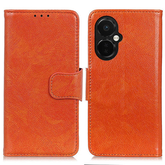 For OnePlus Nord CE 3 Lite 5G / Nord N30 5G Phone Stand Wallet Cover Nappa Texture Split Leather Cell Phone Case - Orange