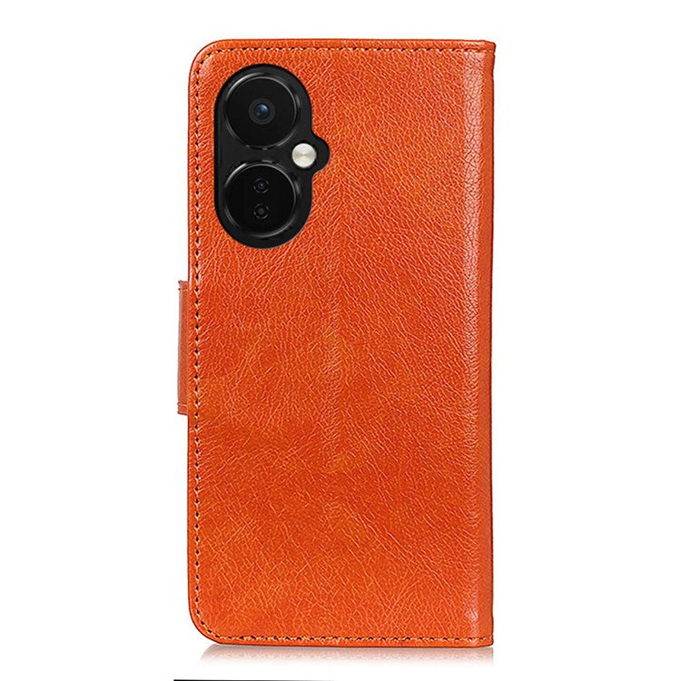 For OnePlus Nord CE 3 Lite 5G / Nord N30 5G Phone Stand Wallet Cover Nappa Texture Split Leather Cell Phone Case - Orange