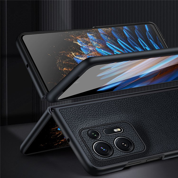 SULADA Electroplating Phone Case for Oppo Find N2 5G , Slim Fit PU Leather Coated PC + TPU Hybrid Protective Cover - Coffee