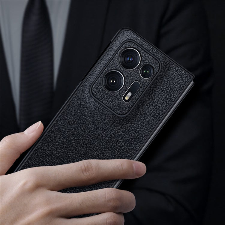 SULADA Electroplating Phone Case for Oppo Find N2 5G , Slim Fit PU Leather Coated PC + TPU Hybrid Protective Cover - Coffee