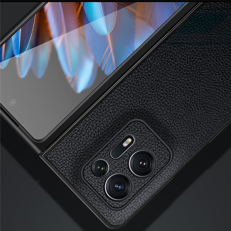 SULADA Electroplating Phone Case for Oppo Find N2 5G , Slim Fit PU Leather Coated PC + TPU Hybrid Protective Cover - Coffee