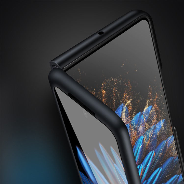 SULADA Electroplating Phone Case for Oppo Find N2 5G , Slim Fit PU Leather Coated PC + TPU Hybrid Protective Cover - Coffee