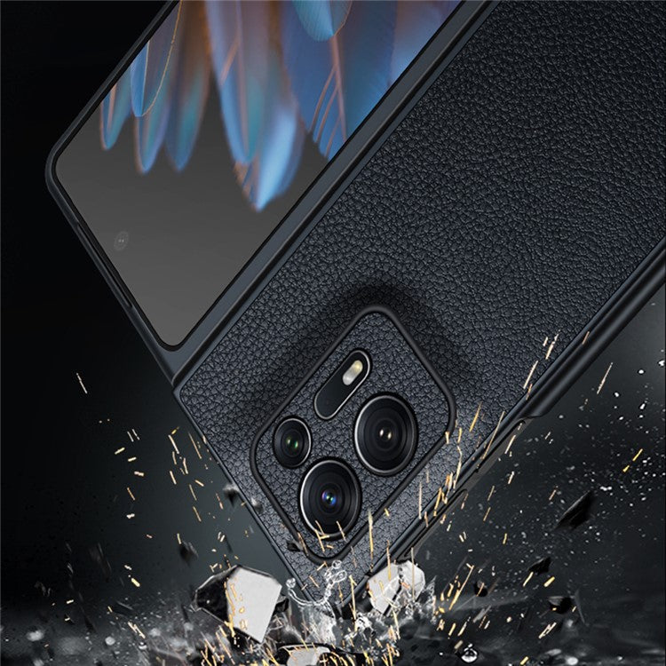 SULADA Electroplating Phone Case for Oppo Find N2 5G , Slim Fit PU Leather Coated PC + TPU Hybrid Protective Cover - Coffee