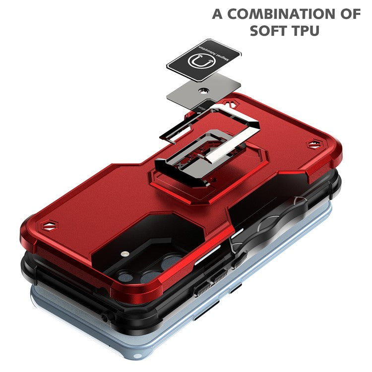 For Samsung Galaxy A54 5G Ring Holder Kickstand Phone Case PC+TPU Protective Phone Cover - Blue