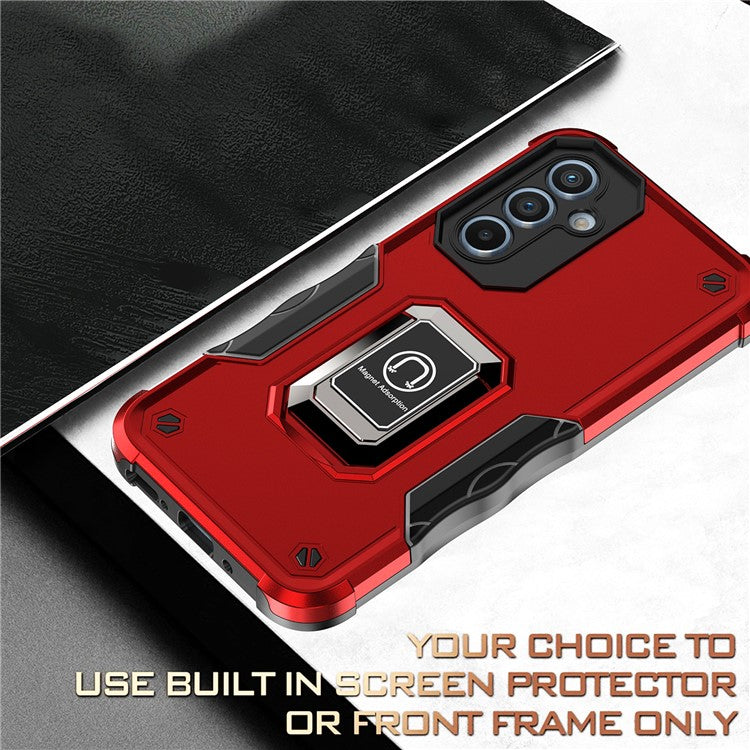 For Samsung Galaxy A54 5G Ring Holder Kickstand Phone Case PC+TPU Protective Phone Cover - Blue