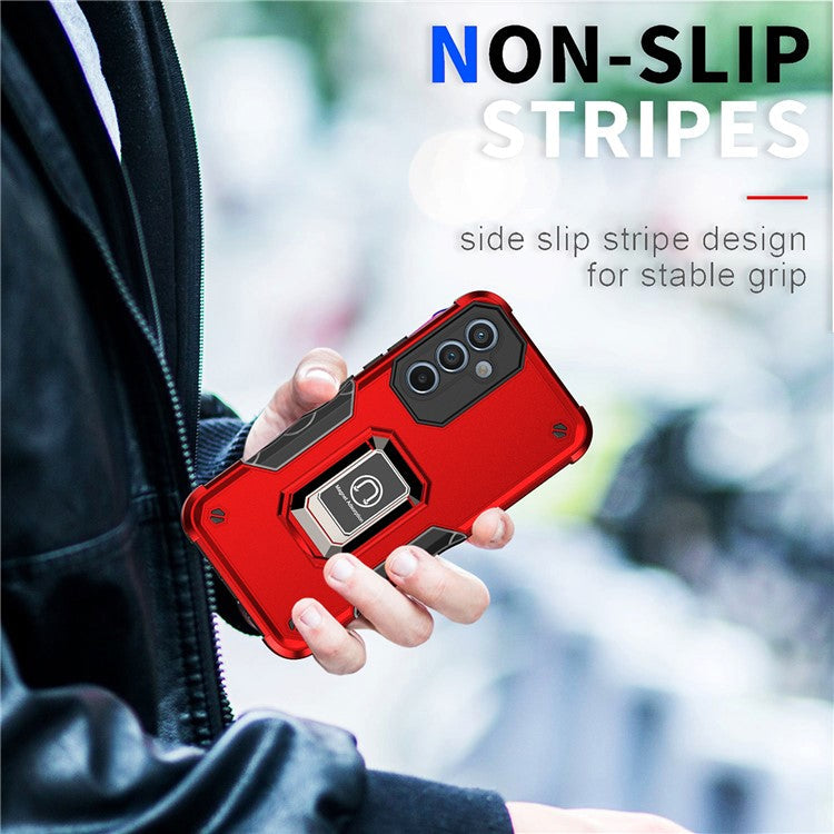 For Samsung Galaxy A54 5G Ring Holder Kickstand Phone Case PC+TPU Protective Phone Cover - Blue