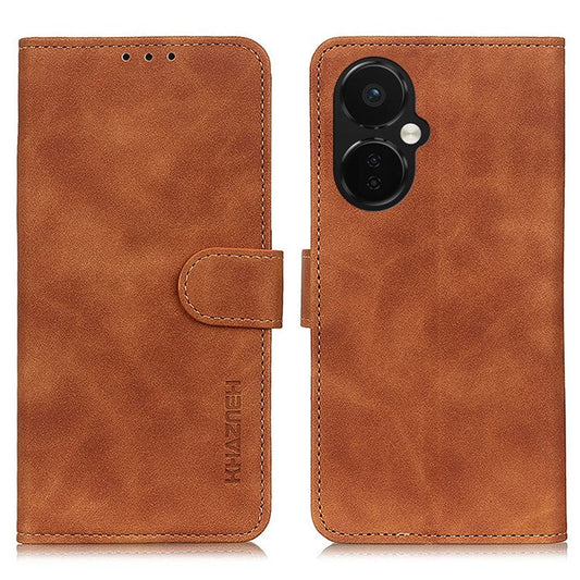 KHAZNEH For OnePlus Nord CE 3 Lite 5G / Nord N30 5G Phone Wallet Case Retro Texture PU Leather Stand Cell Phone Cover - Brown