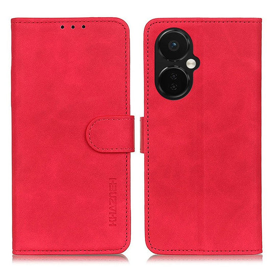 KHAZNEH For OnePlus Nord CE 3 Lite 5G / Nord N30 5G Phone Wallet Case Retro Texture PU Leather Stand Cell Phone Cover - Red