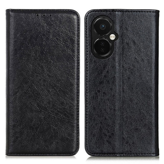 For OnePlus Nord CE 3 Lite 5G / Nord N30 5G Cell Phone Stand Cover Crazy Horse Texture PU Leather Wallet Case - Black