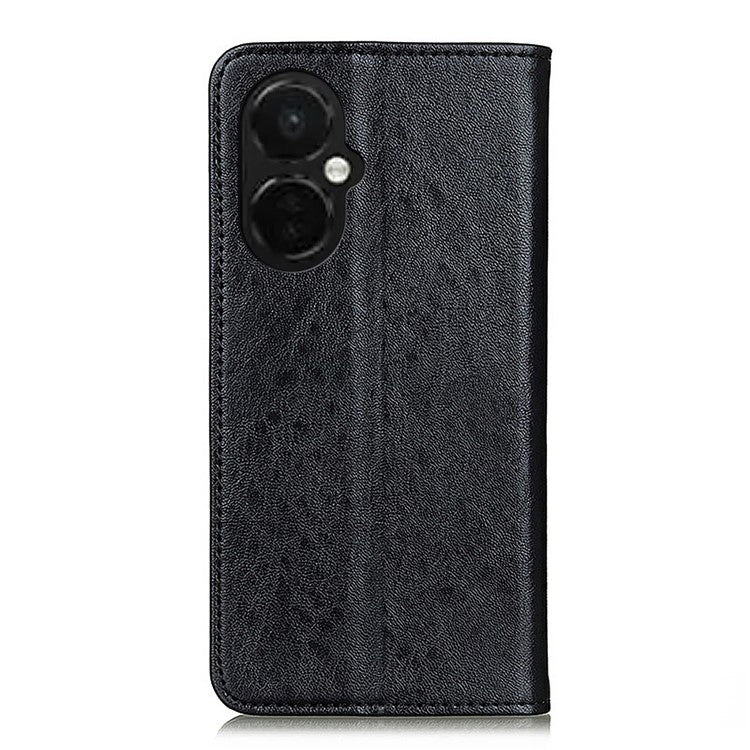 For OnePlus Nord CE 3 Lite 5G / Nord N30 5G Cell Phone Stand Cover Crazy Horse Texture PU Leather Wallet Case - Black