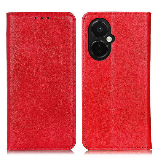 For OnePlus Nord CE 3 Lite 5G / Nord N30 5G Cell Phone Stand Cover Crazy Horse Texture PU Leather Wallet Case - Red