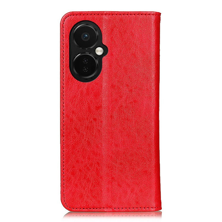For OnePlus Nord CE 3 Lite 5G / Nord N30 5G Cell Phone Stand Cover Crazy Horse Texture PU Leather Wallet Case - Red