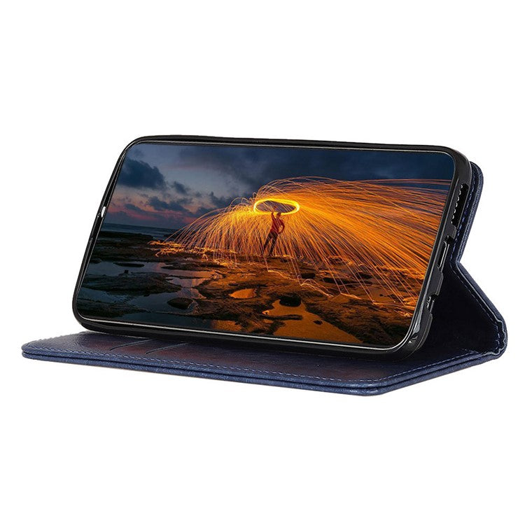 For OnePlus Nord CE 3 Lite 5G / Nord N30 5G Cell Phone Stand Cover Crazy Horse Texture PU Leather Wallet Case - Blue