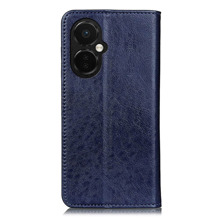 For OnePlus Nord CE 3 Lite 5G / Nord N30 5G Cell Phone Stand Cover Crazy Horse Texture PU Leather Wallet Case - Blue