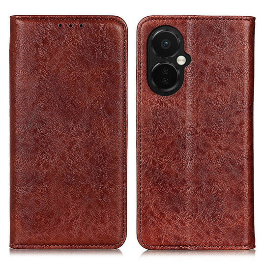 For OnePlus Nord CE 3 Lite 5G / Nord N30 5G Cell Phone Stand Cover Crazy Horse Texture PU Leather Wallet Case - Brown
