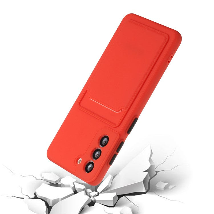 For Samsung Galaxy S23+ Mobile Phone Case Soft TPU Drop-proof Cover with Card Slot - Red
